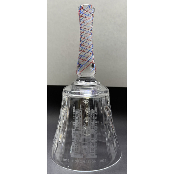 Vtg Royal Doulton Coronation Queen Elizabeth II Crystal Bell Swirl Handle Signed - Picture 1 of 13